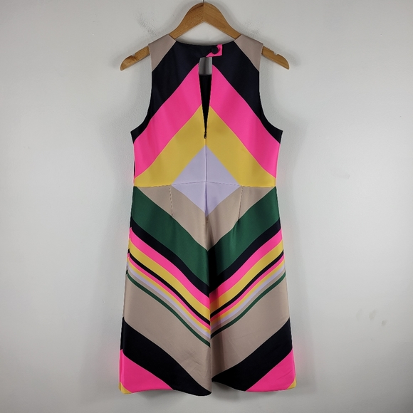 J.Crew Collection Pop Stripe Chevron Rainbow Sleeveless Keyhole Sheath Dress - Picture 9 of 14